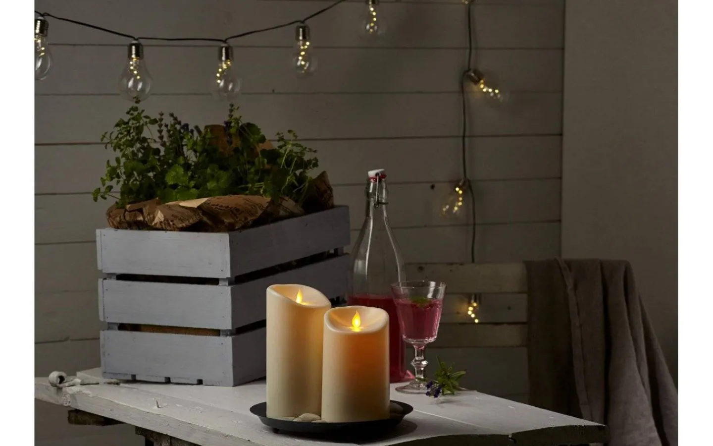 Blockljus Utomhus|Blockljus Utomhus<Star Trading M-Twinkle Batteridrivet Blockljus Utomhusbruk Beige 15cm