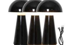 Uppladdningsbara Lampor Utomhus|Uppladdningsbara Lampor Utomhus<Star Trading Mushroom Uppladdningsbar Bordslampa 3-Stegs DIM 28cm Svart IP44