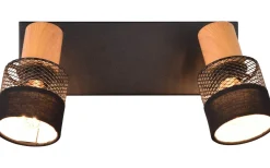 Trio Lighting Nandini Spotlight 2-delad E14 matt svart/trä* Takspot Med 2 Lampor