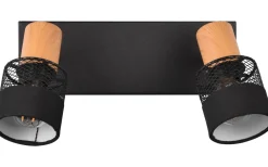 Trio Lighting Nandini Spotlight 2-delad E14 matt svart/trä* Takspot Med 2 Lampor