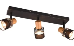 Trio Lighting Nandini Spotlight 3-delad E14 matt svart/trä* Avlånga Takspotlights|Takspot Med 3 Lampor