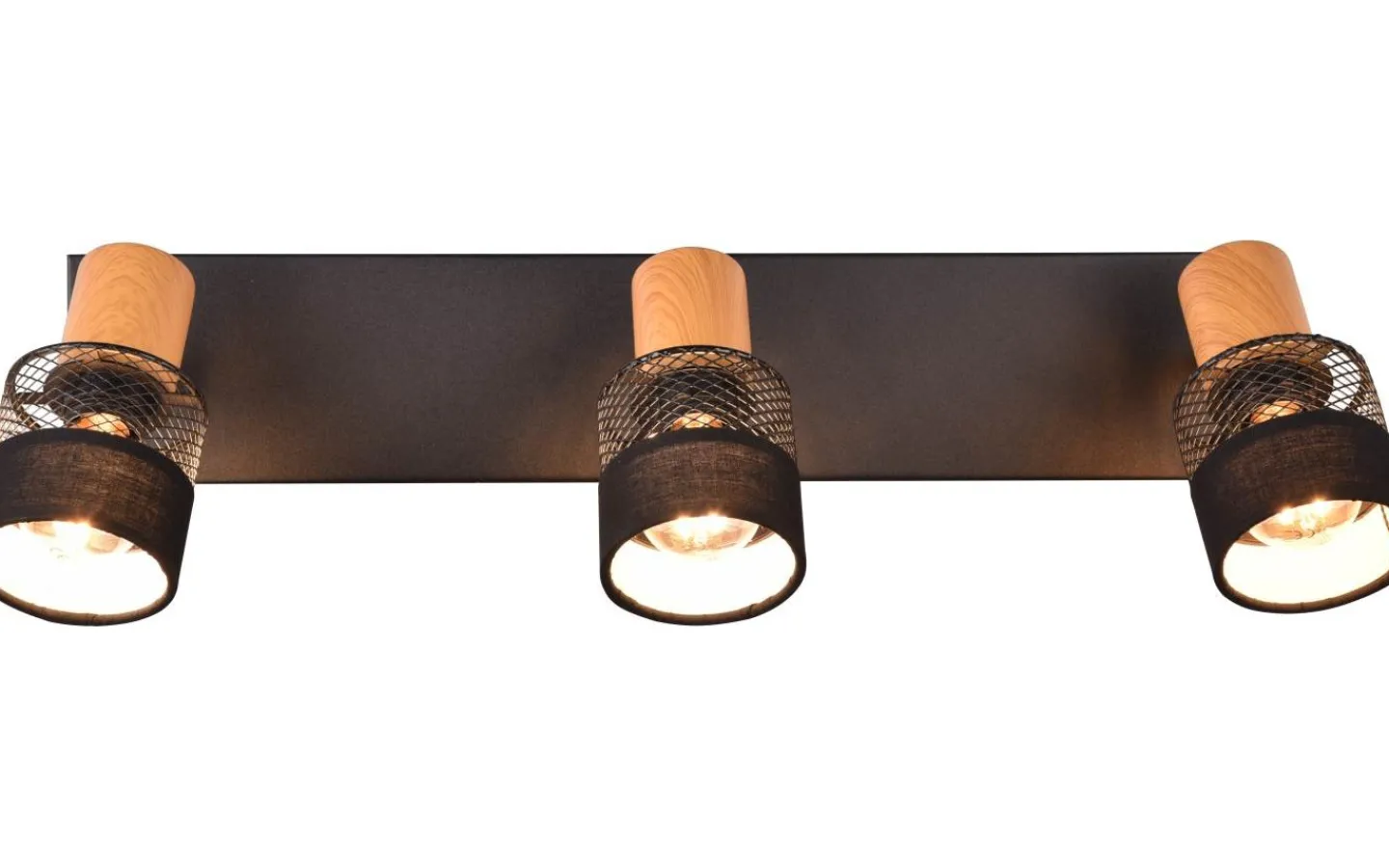 Trio Lighting Nandini Spotlight 3-delad E14 matt svart/trä* Avlånga Takspotlights|Takspot Med 3 Lampor