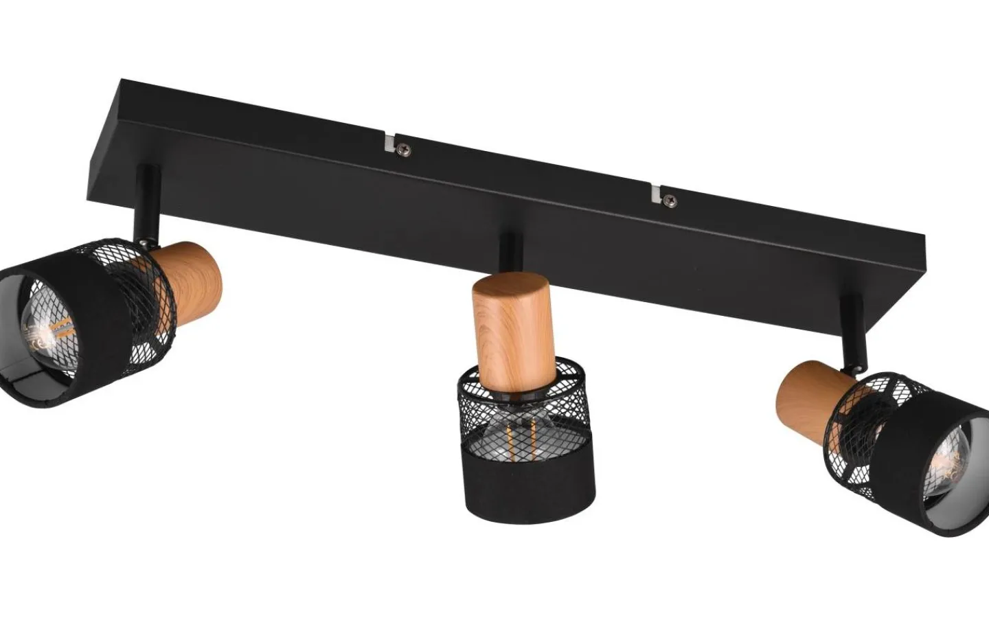 Trio Lighting Nandini Spotlight 3-delad E14 matt svart/trä* Avlånga Takspotlights|Takspot Med 3 Lampor