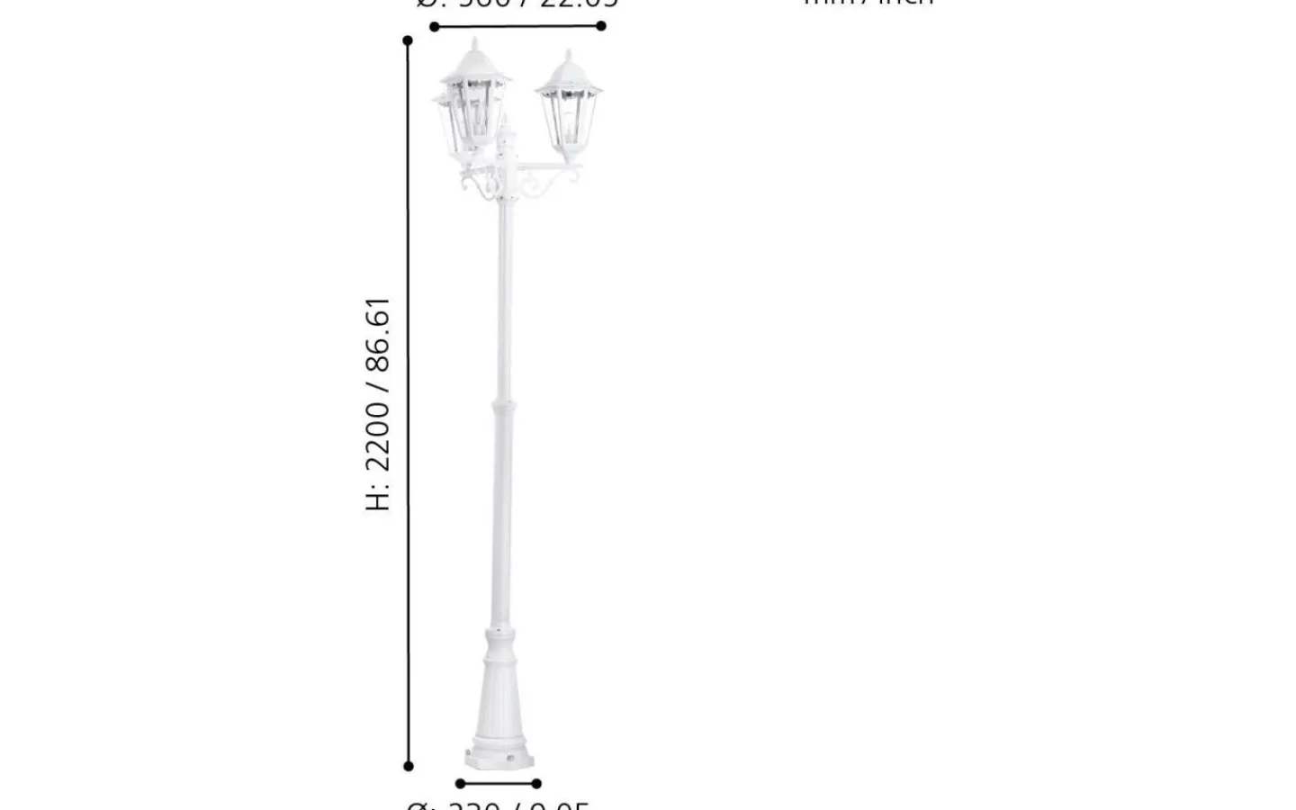 Kompletta Stolplyktor<Eglo Navedo Stolplykta 2,2m Vit IP44