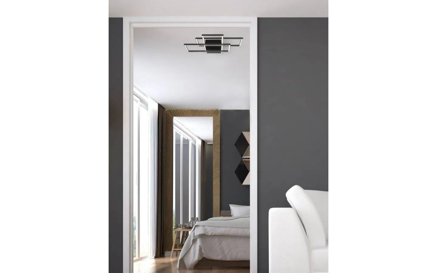 Hall & Trappa|Sovrum<Aneta New York Plafond 70cm LED 45W 3000K Svart