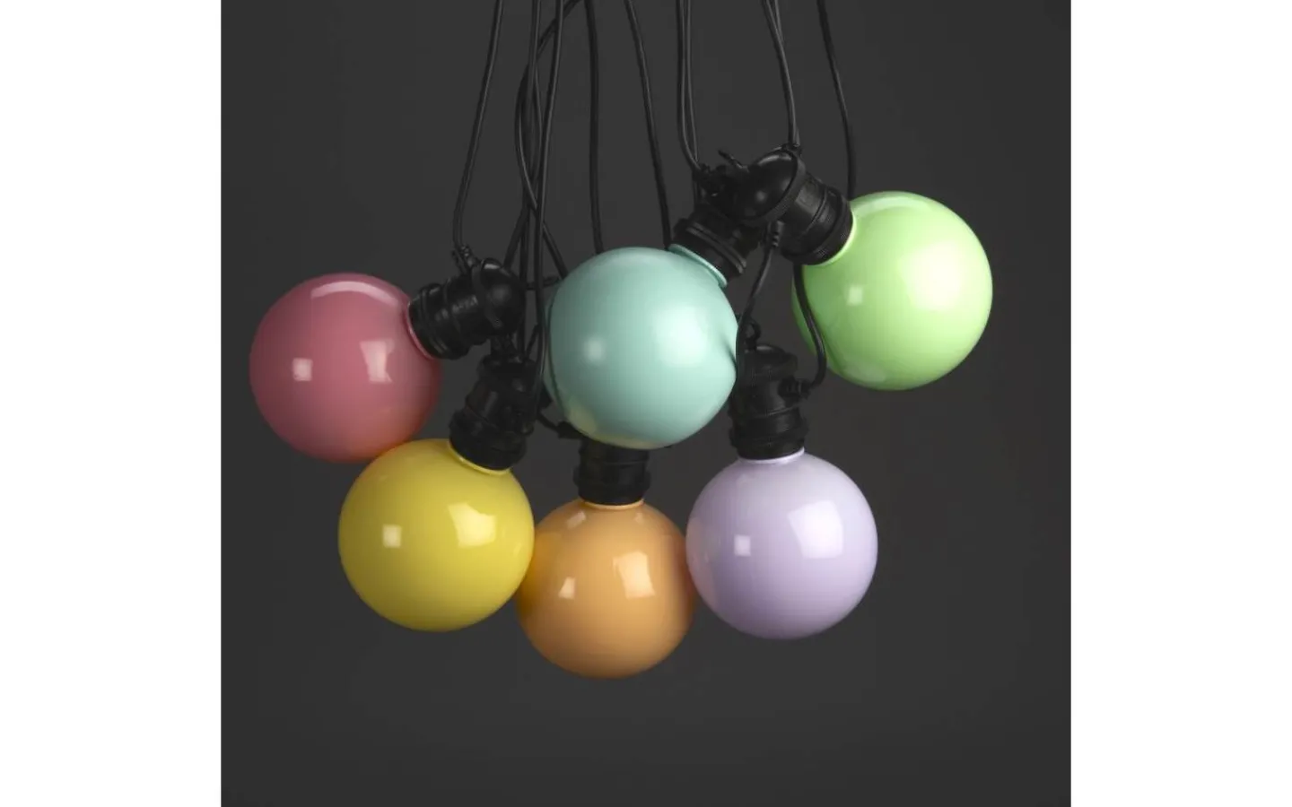 Konstsmide Ängsblomma Partyslinga 4,5m 10L Pastellfärgad utbytbar LED IP44* Partyslingor Utomhus 230V|Partyslingor Utomhus 230V