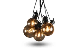 Ängsblomma Solcells-Partyslinga 4,5m 10L Amber utbytbar LED med fjärr IP44