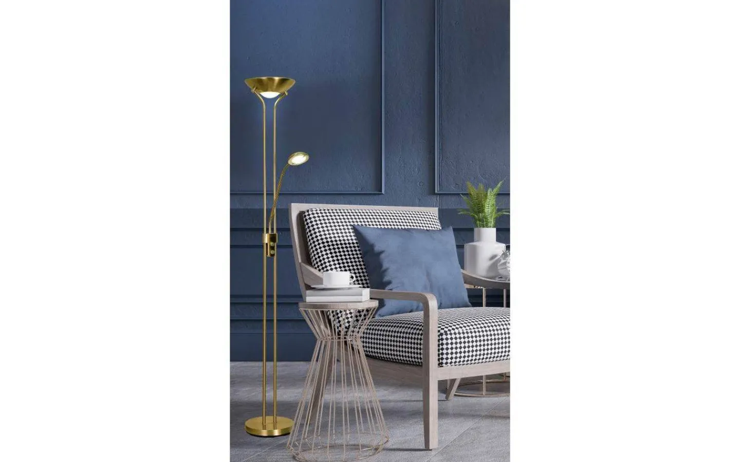 Aneta Nice Golvlampa 1,8m LED 3000K 20W+5W Antik* Golvläslampor|Uplight