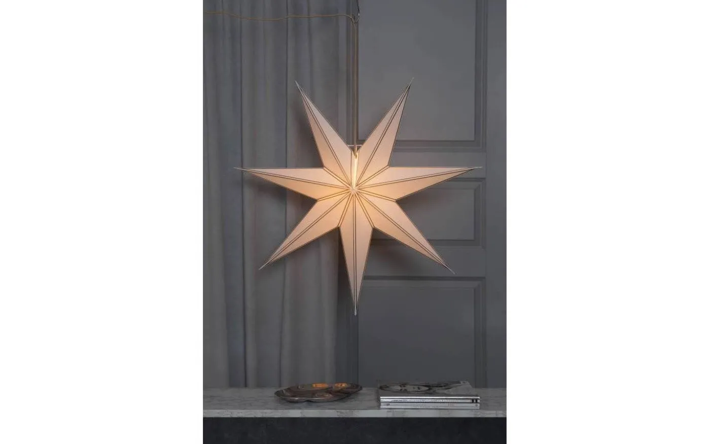 Nicolas Julstjärna 80cm Vit, Kabelfärg Guld