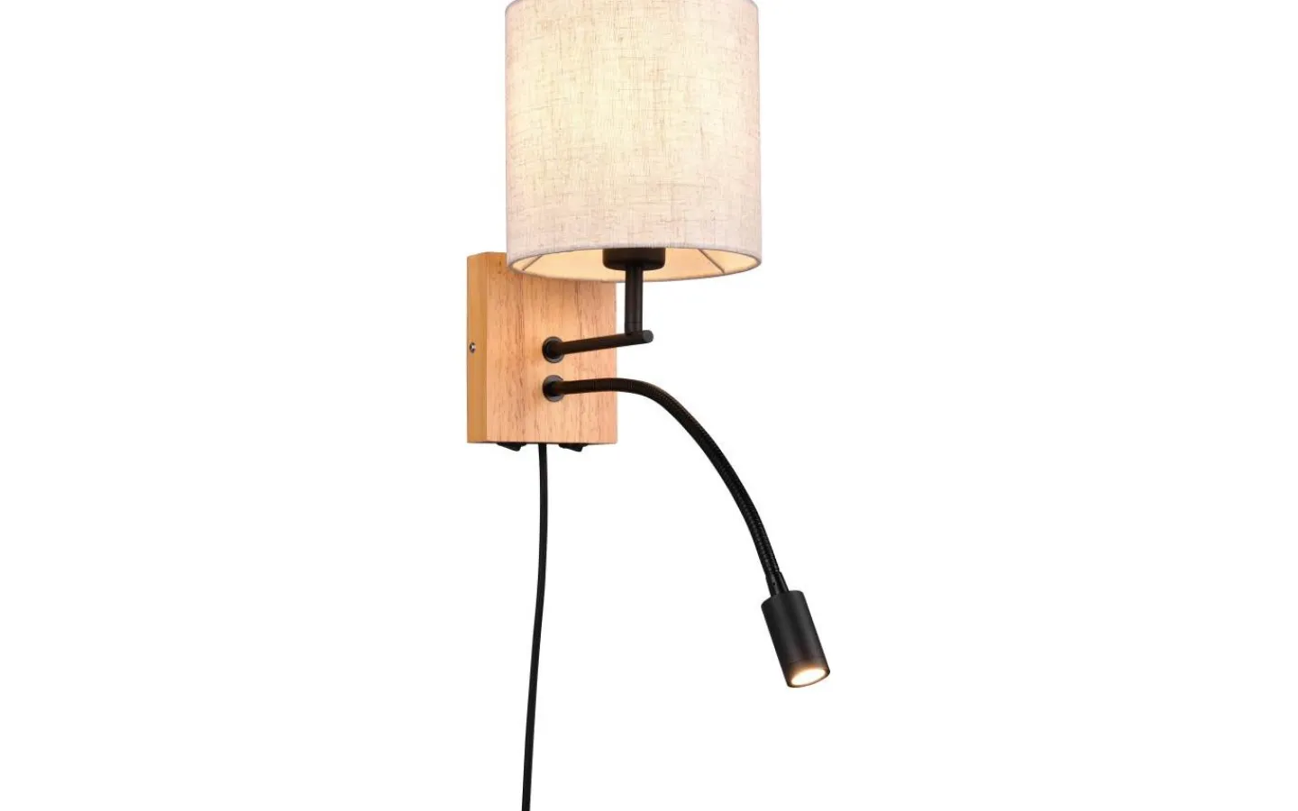 Trio Lighting Nilam Vägglampa med läslampa 18cm LED + E27 naturträ* Läslampor