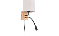 Trio Lighting Nilam Vägglampa med läslampa 18cm LED + E27 naturträ* Läslampor