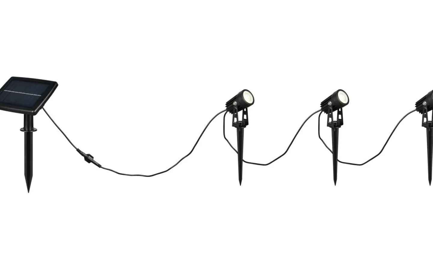 Reality Obidos hybrid solcellsdriven Spotlight LED 3-delad mattsvart uppladdningsbar skymningssensor 4000K IP44* Solcellslampor Stig & Mark|Visa Alla Solcellslampor