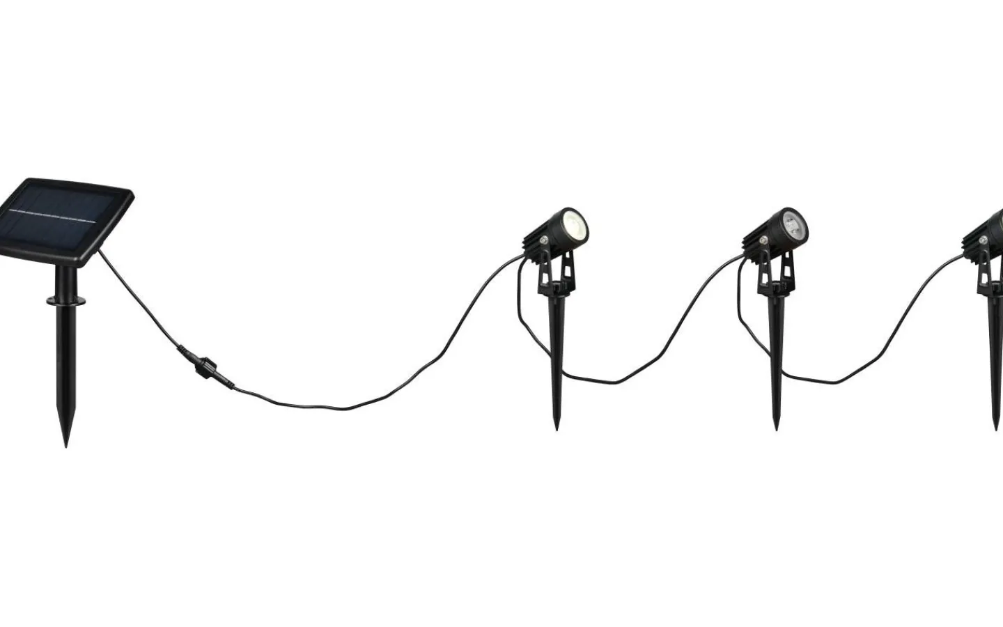 Reality Obidos hybrid solcellsdriven Spotlight LED 3-delad mattsvart uppladdningsbar skymningssensor 4000K IP44* Solcellslampor Stig & Mark|Visa Alla Solcellslampor