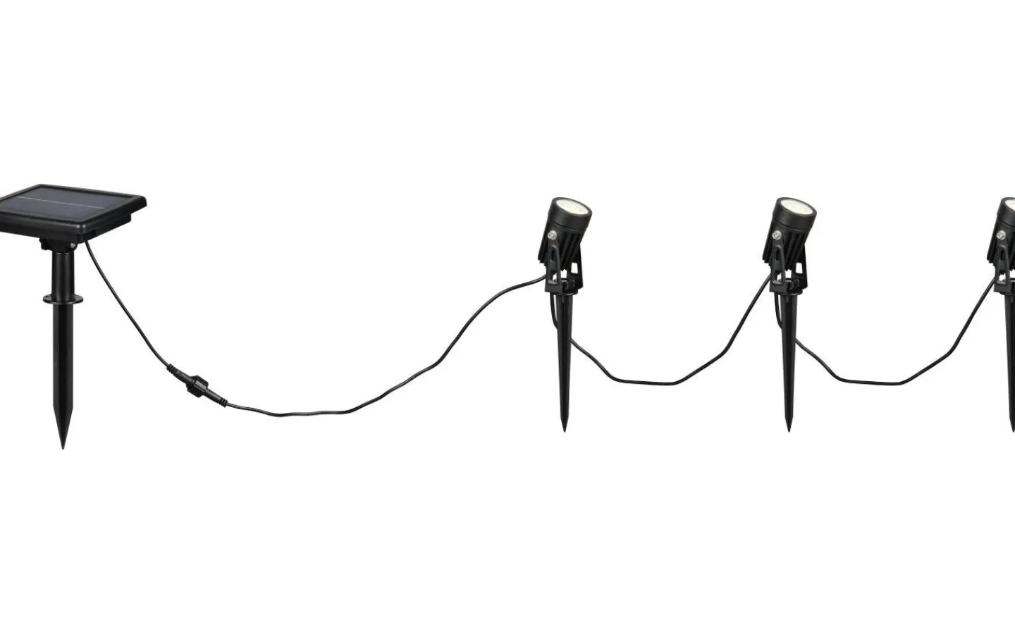 Reality Obidos hybrid solcellsdriven Spotlight LED 3-delad mattsvart uppladdningsbar skymningssensor 4000K IP44* Solcellslampor Stig & Mark|Visa Alla Solcellslampor