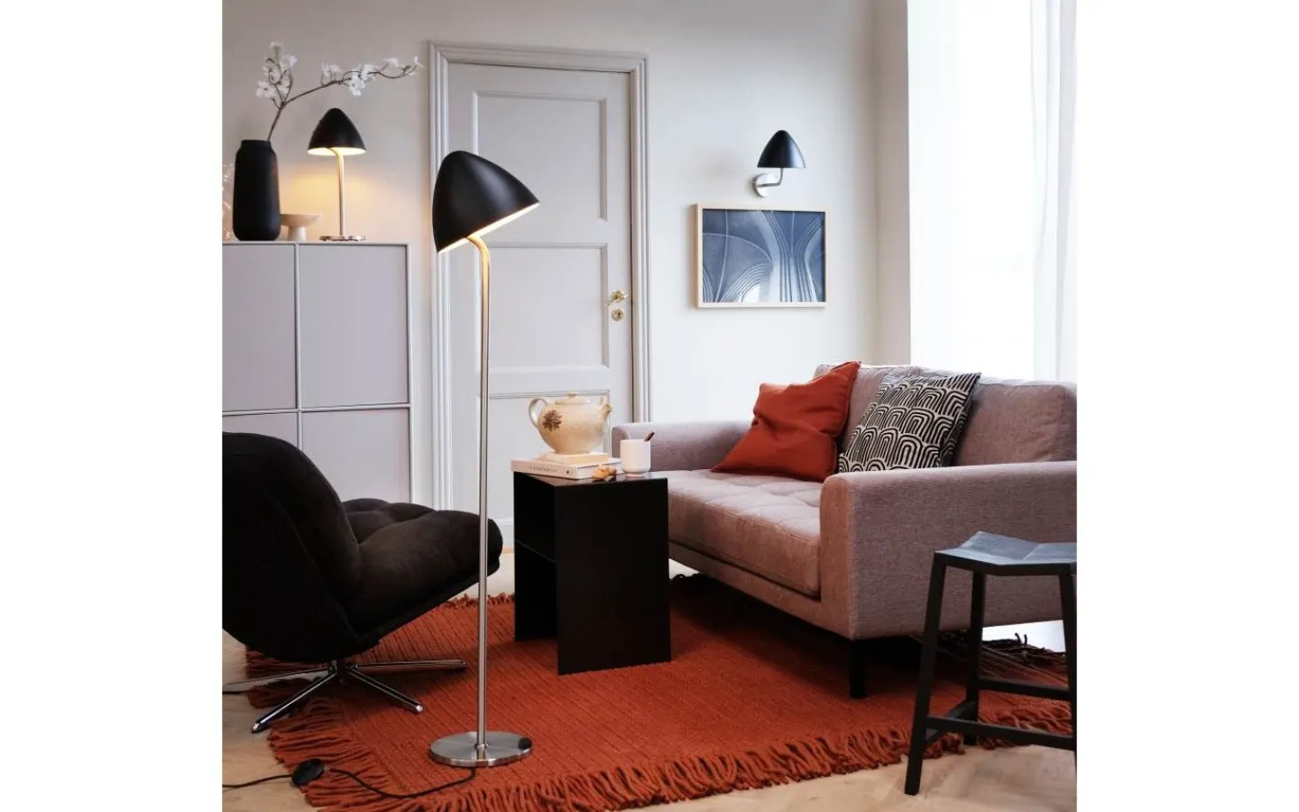 Dyberg Larsen Oulu Bordslampa 47cm Svart/Borstad Stål* Bordslampor