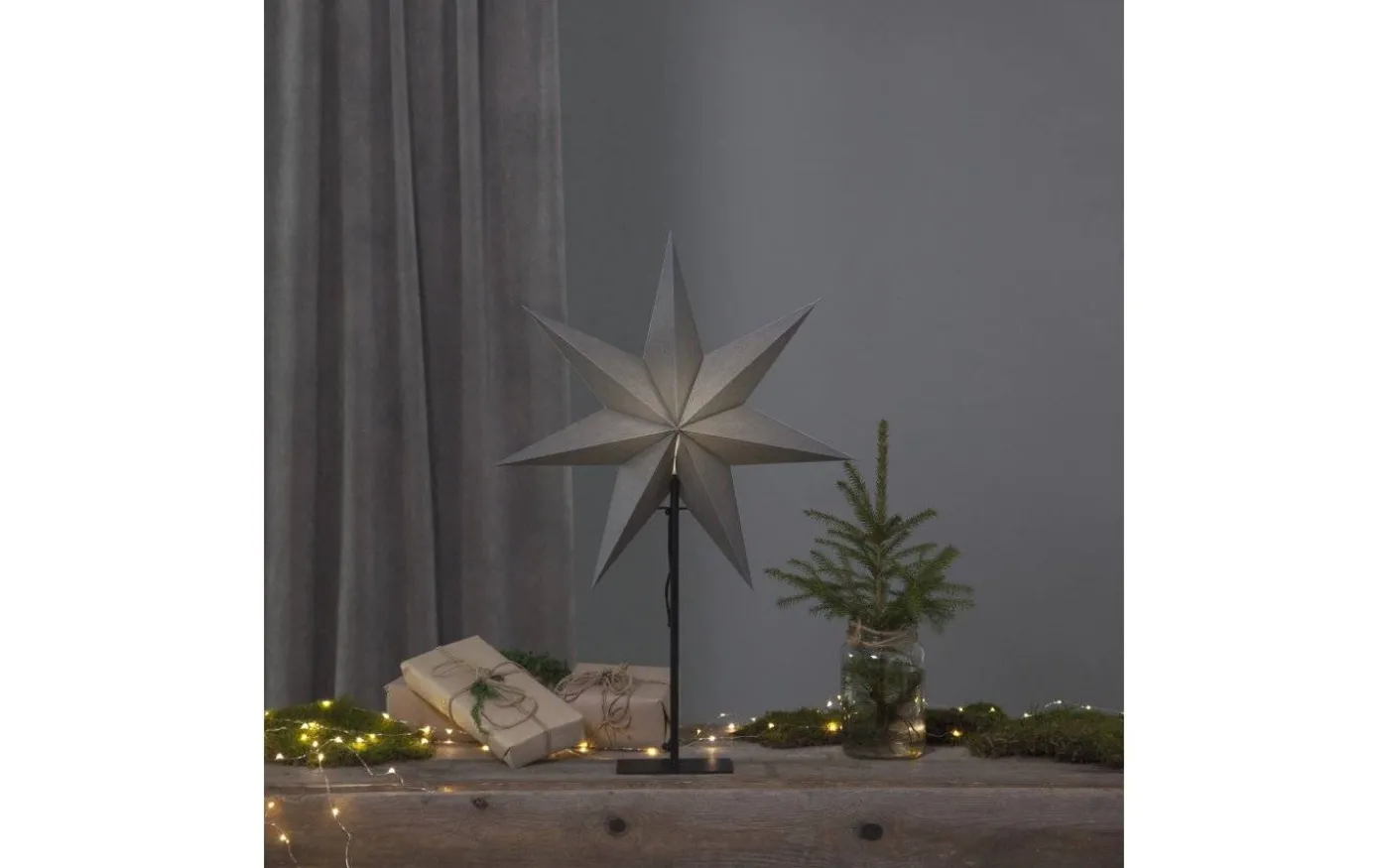 Ozen Julstjärna På Fot Grå 75cm