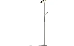 Palermo Golvlampa LED i borstat stål med läslampa