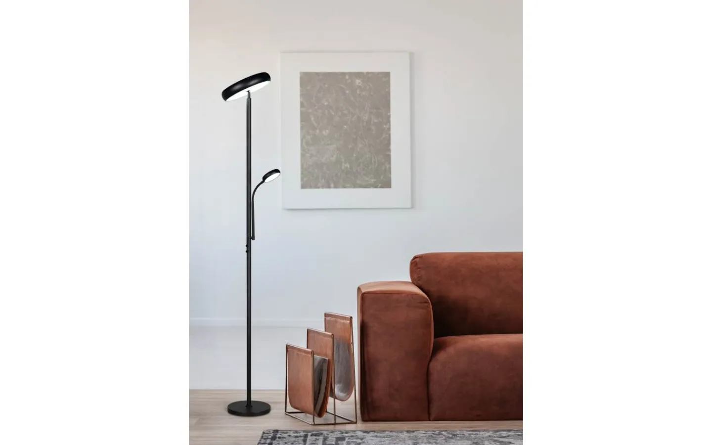 Uplight|Golvläslampor<Reality Palermo Golvlampa LED mattsvart med läslampa