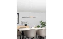 Eglo Panagria Taklampa 94cm LED 3000K 2x13W Svart/Natur* Avlånga Taklampor