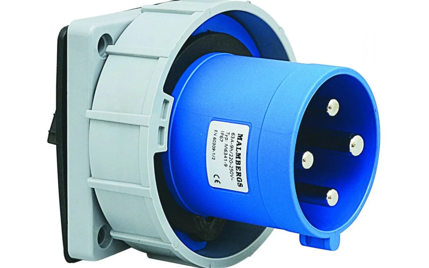 Panelintag, Infällt, Rakt, 63A, 3P+J, 230V, 9h, IP67 (100x107)