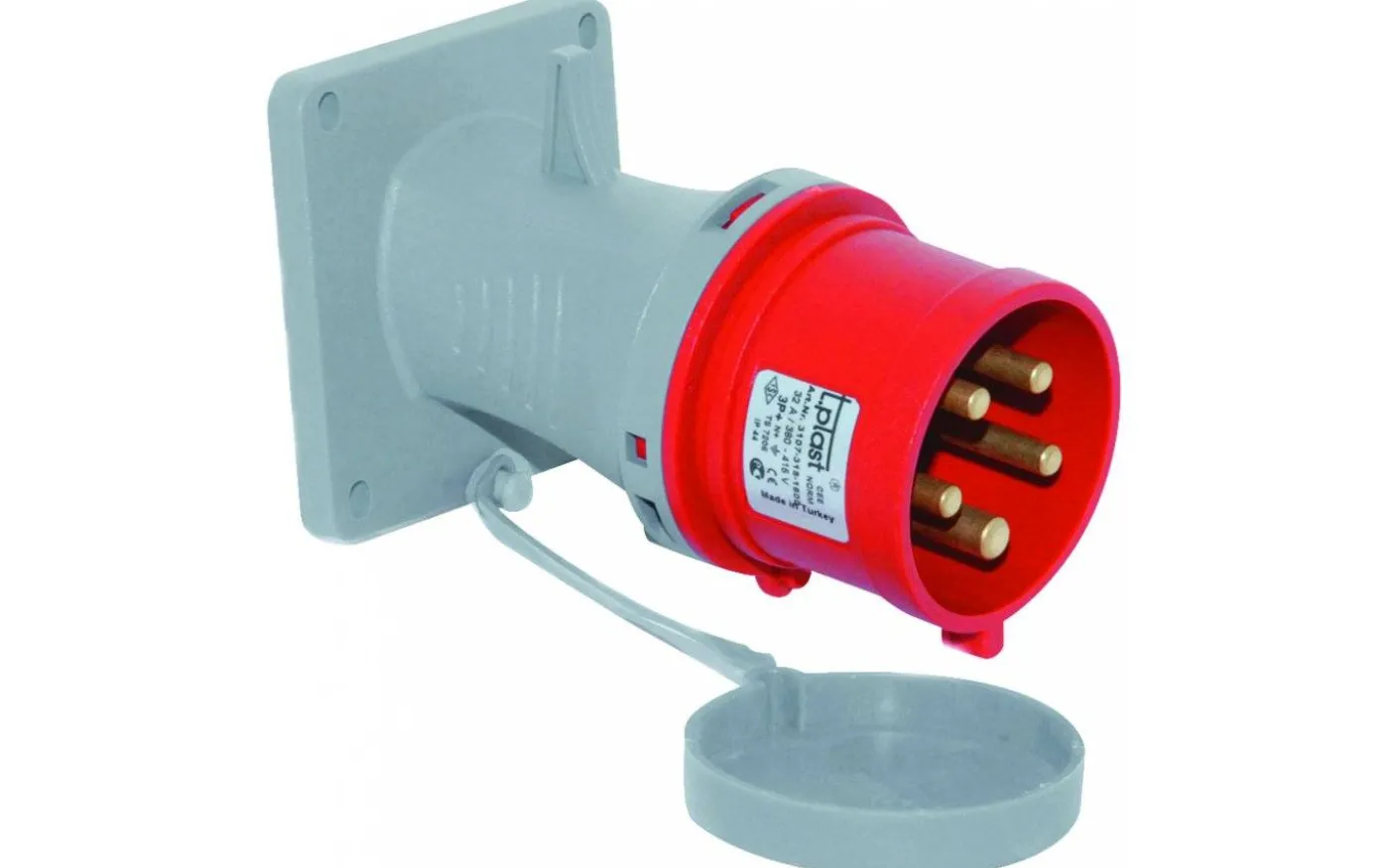 Panelintag, Infällt, Snett, 16A, 3P+N+J, 400V, 6h, IP44 (85x85)