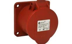 Paneluttag, Infällt, Rakt, 32A, 3P+J, 400V, 6h, IP44 (75x75)