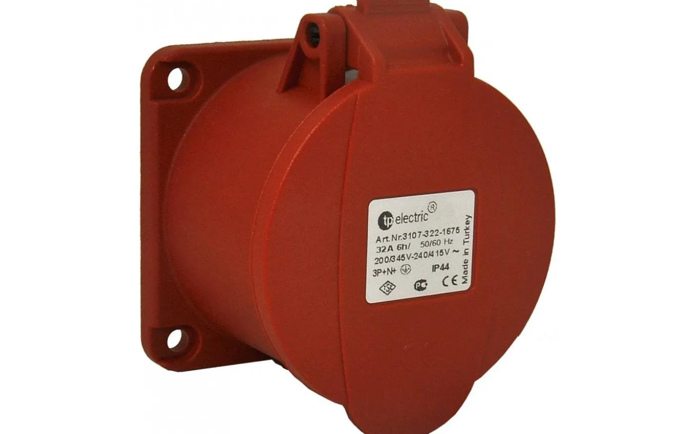 Paneluttag, Infällt, Rakt, 16A, 3P+N+J, 400V, 6h, IP44 (70x70)