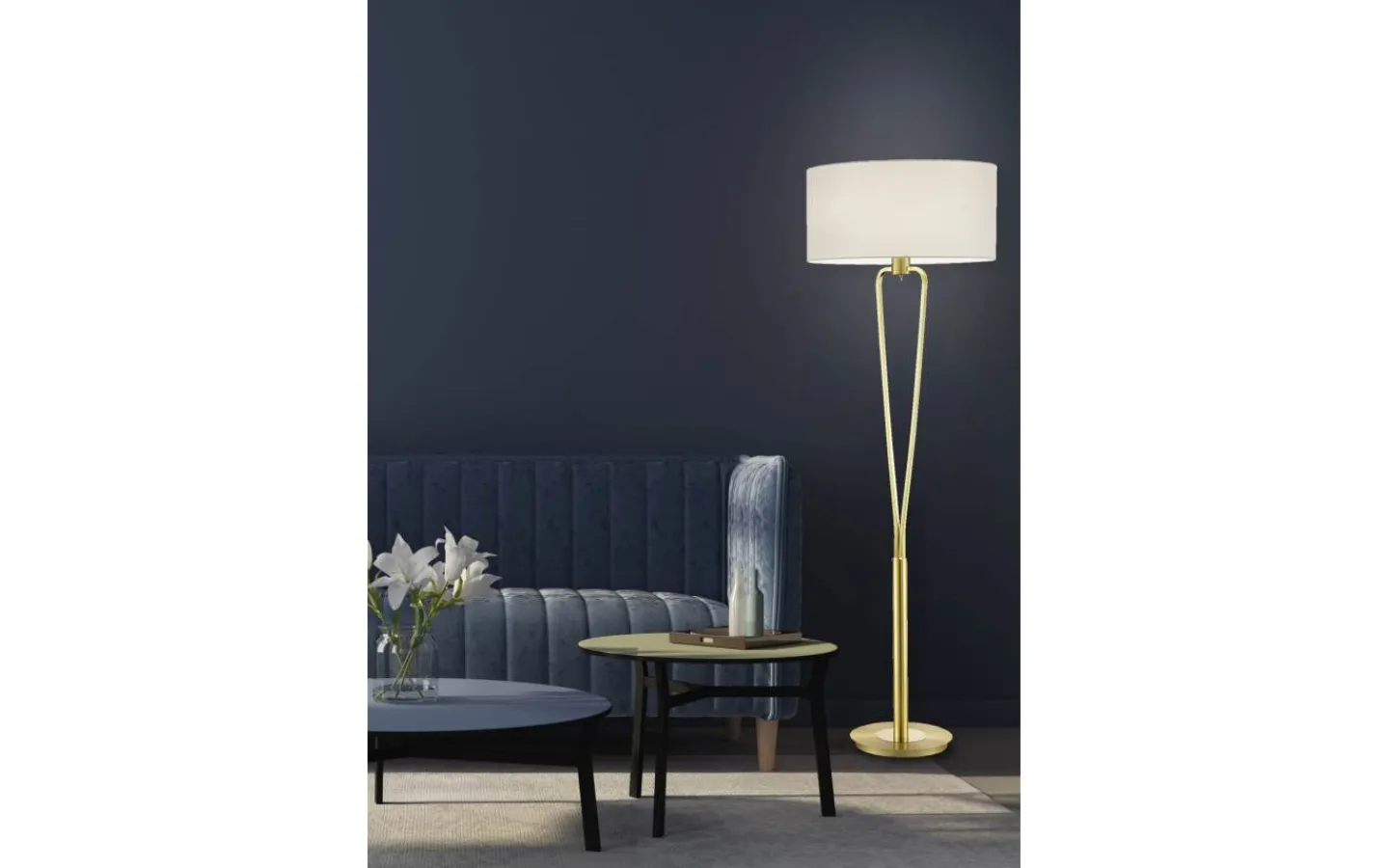 Trio Lighting Paris II Golvlampa E27 matt mässing* Golvlampor