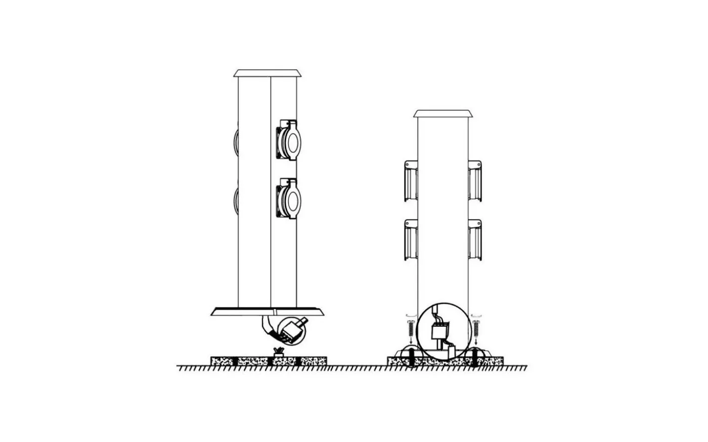 Park 4 Trädgårdsuttag 4 Uttag 40cm Svart IP44