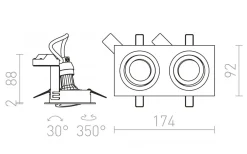 Spotlights Med Utbytbar Ljuskälla<Rendl Pasadena Infälld Spotlight 2xGU10 Borstad Aluminium
