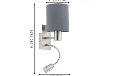 Eglo Pasteri Vägglampa LED 3000K 3,5W Nickel/Grå* Läslampor