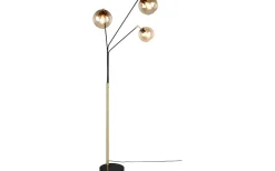 Golvlampor|Golvläslampor<Trio Lighting Paxton Golvlampa 3xE27 matt svart/guld
