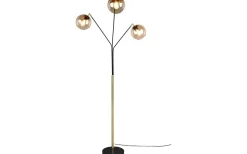 Golvlampor|Golvläslampor<Trio Lighting Paxton Golvlampa 3xE27 matt svart/guld