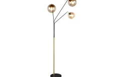 Golvlampor|Golvläslampor<Trio Lighting Paxton Golvlampa 3xE27 matt svart/guld