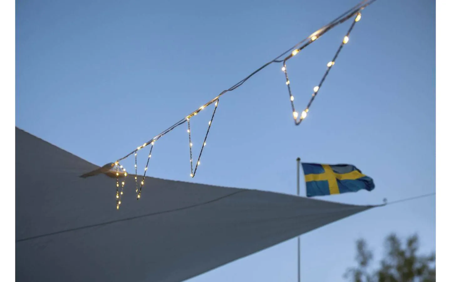 Star Trading Penny Batteridriven Ljusslinga Vimplar 2,4m Silver IP44* Batteri Julpynt Utomhus|Batterislingor Utomhus