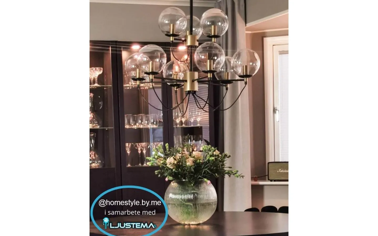 Hallbergs Perla 9 Taklampa 95cm Mässing* Kök & Matplats|Stora Taklampor Ø70-150 Cm