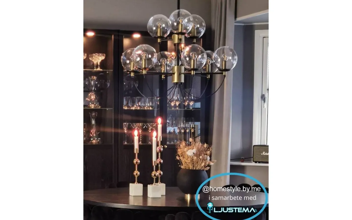 Hallbergs Perla 9 Taklampa 95cm Mässing* Kök & Matplats|Stora Taklampor Ø70-150 Cm