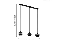 Eglo Perpigo Taklampa 87cm GU10 LED 3000k 3x4,5W Svart* Avlånga Taklampor