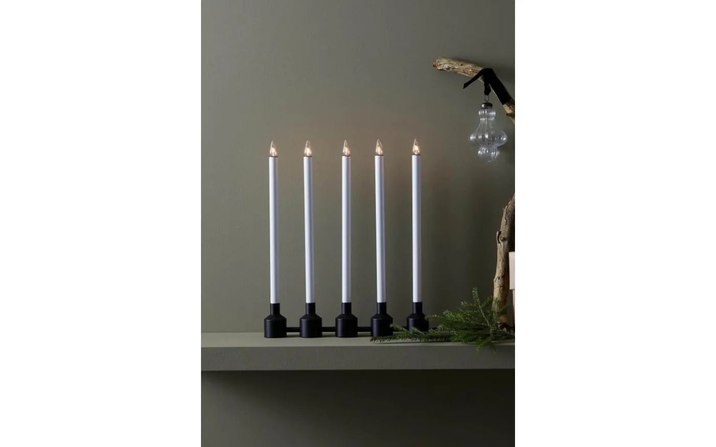 Philippa Adventsljusstake 5L 44cm Svart/Vit