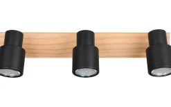 Reality Pierre Spotlight 3-delad matt svart/trä* Avlånga Takspotlights|Takspot Med 3 Lampor