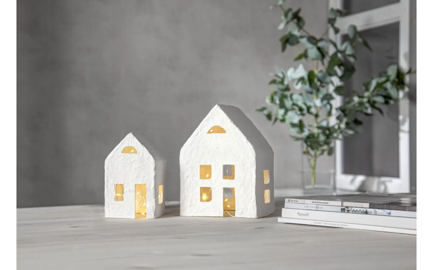 Julbyar Och Figurer|Batteri Julpynt Inomhus<Star Trading Plain Batteridriven Inomhusdekoration 2 hus Vit