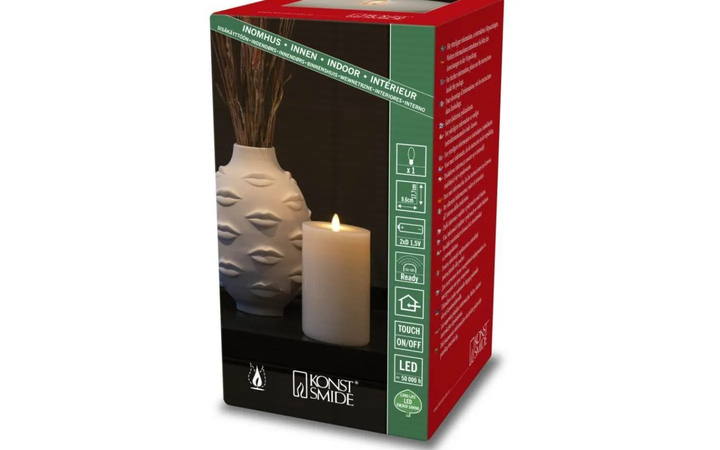 Konstsmide Plain Batteridrivet Blockljus 17cm Gräddvit* Blockljus Inomhus|Blockljus Inomhus