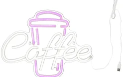 Inomhusdekorationer 230V<Star Trading Plexy Neonskylt Coffee 40cm Rosa/Vit