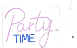 Plexy Neonskylt Party Time 48cm Rosa/Blå