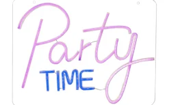 Plexy Neonskylt Party Time 48cm Rosa/Blå