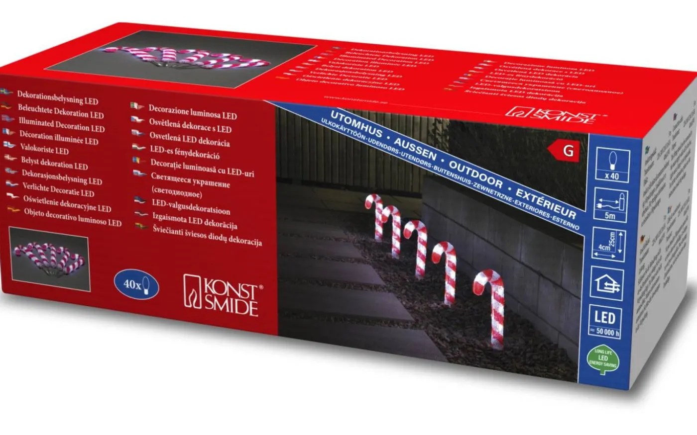 Polkagrisar Utomhusdekoration 25cm 5-Pack IP44