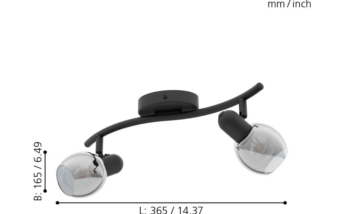 Avlånga Takspotlights|Takspot Med 2 Lampor<Eglo Pollica Takspotlight 37cm Svart