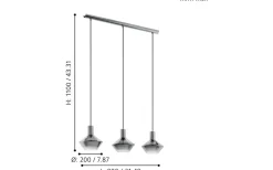 Eglo Ponzano Taklampa 80cm Smoke* Avlånga Taklampor