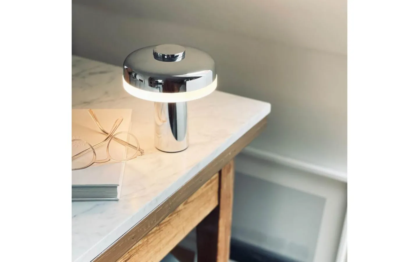 Dyberg Larsen Porter Uppladdningsbar Bordslampa 16,5cm Krom* Uppladdningsbara Lampor Inomhus