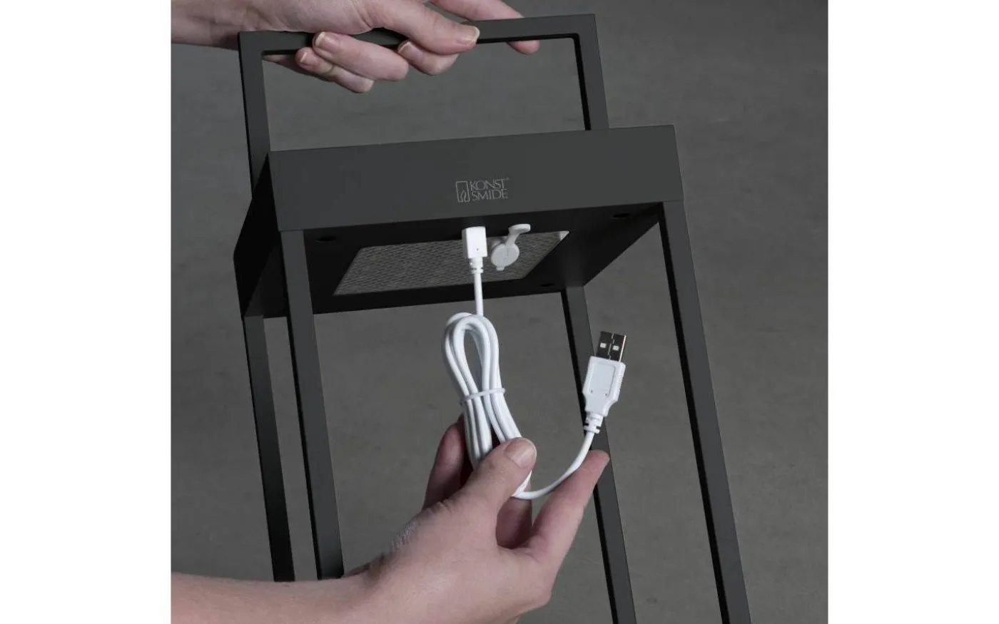 Portofino Ljuslykta Solcell + USB 30cm Svart IP54